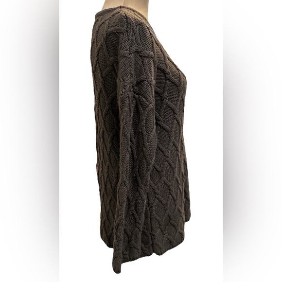 Pure Jill Sweater Women’s Medium Brown Wool Blend Cable Fisherman Knit Pullover. - Picture 3 of 10